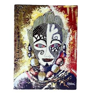 Original mixed media oil on canvas board. Geisha girl, ethnic, boho. Gorgeous!